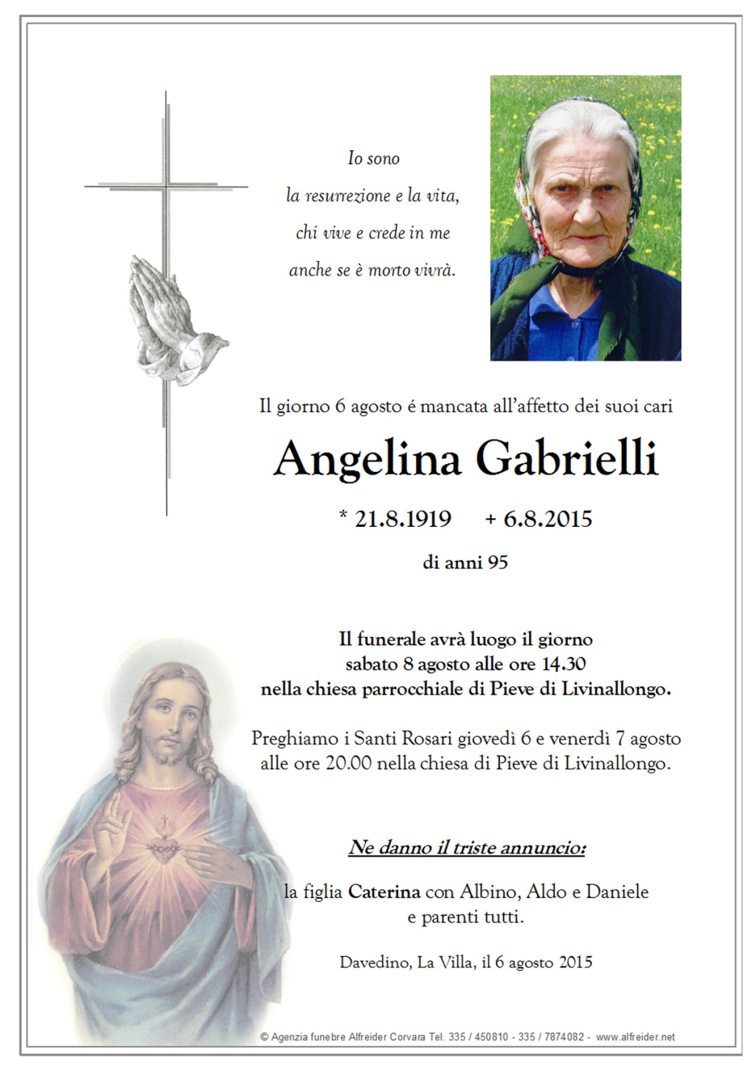 Parte Angelina Gabrielli Alfreider Bestattung